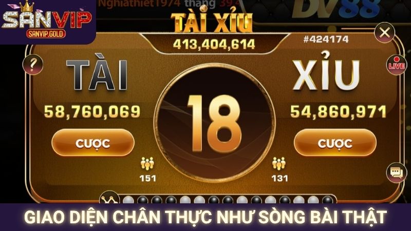 Giao diện chân thực như sòng bài thật